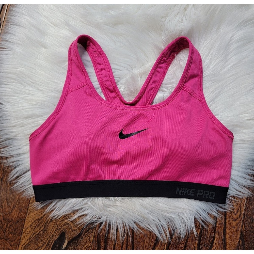 Nike Pro Dri Fit Racerback Sports Bra Women's size Medium Pink/ Black